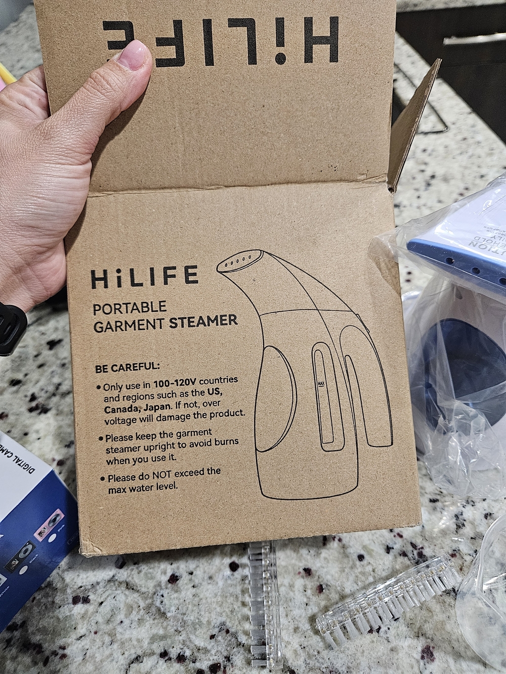 HiLIFE Portable Garment Steamer - White/Blue